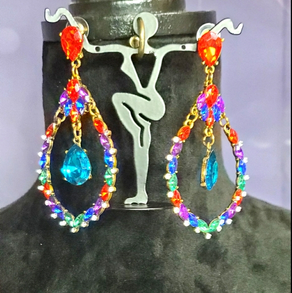 Gemstone Statement Earrings - Picture 1 of 5